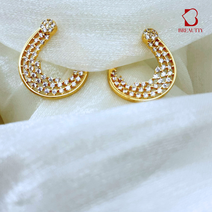 BREAUTTY MOON  AND GLITTERS DANGLES IN ROSE GOLD PLATING | WATERPROOF