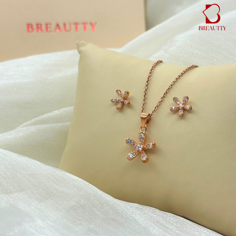 BREAUTTY BLOSSOM ROSE GOLD FLOWER PENDANT SET
