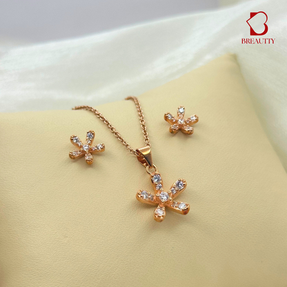 BREAUTTY BLOSSOM ROSE GOLD FLOWER PENDANT SET