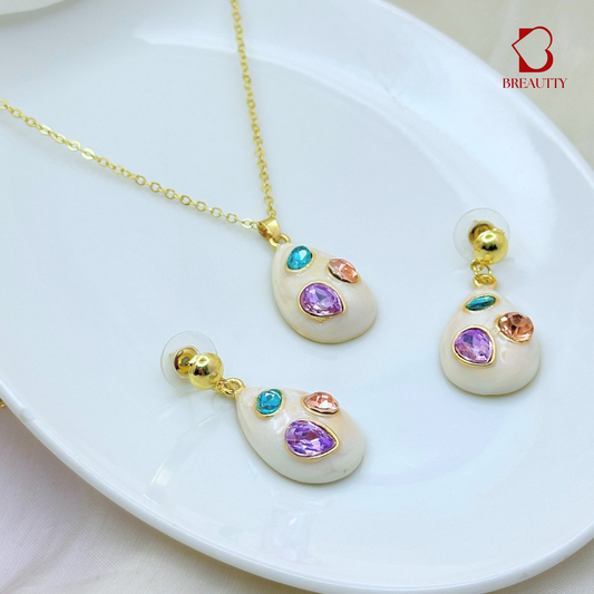 BREAUTTY ELEGANT MULTISTONE TEARDROP PENDANT SET
