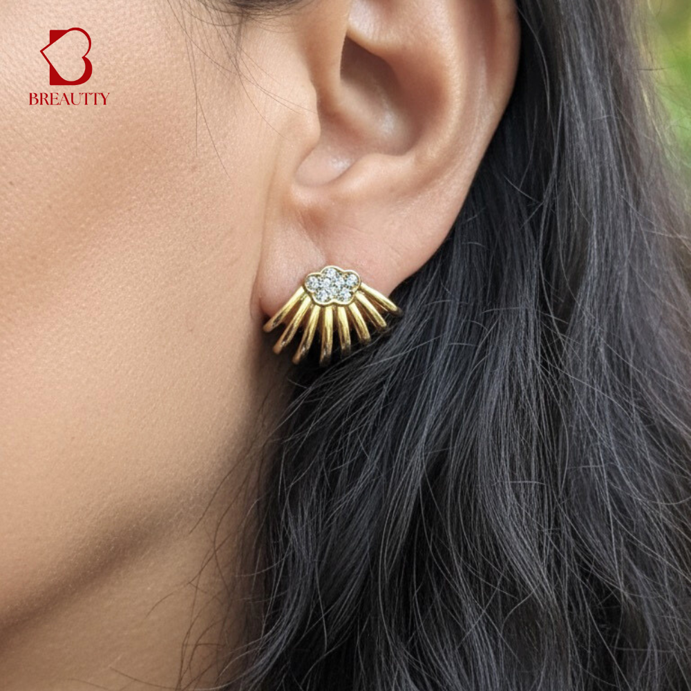 BREAUTTY GOLDEN SUNBURST CLOUD EARRINGS | WATERPROOF
