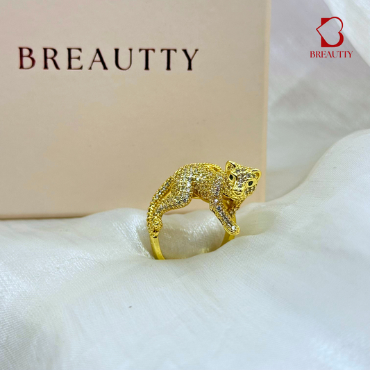BREAUTTY 18K GOLD PLATED ADJUSTABLE COCKTAIL PANTHER RING FOR WOMEN | WILD EMPRESS