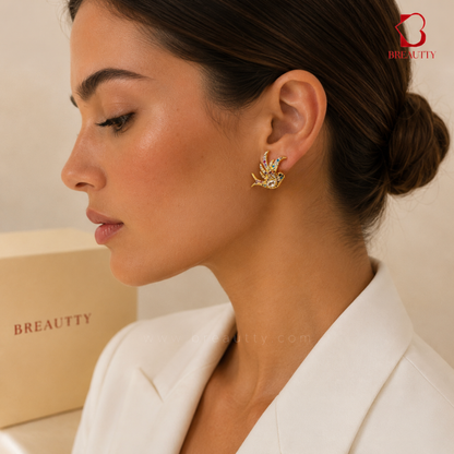 BREAUTTY MULTICOLOR BIRD CRYSTAL STUD EARRINGS FOR WOMEN