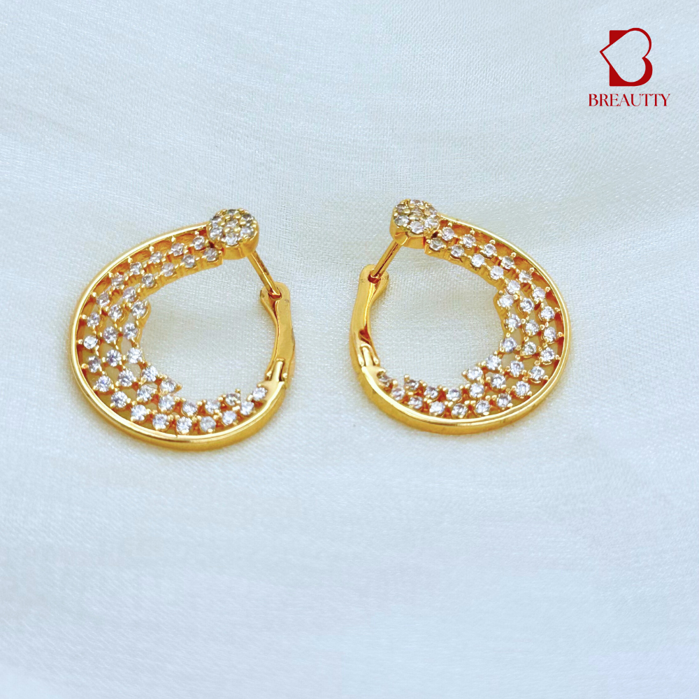 BREAUTTY MOON  AND GLITTERS DANGLES IN ROSE GOLD PLATING | WATERPROOF